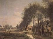 Jean Baptiste Camille  Corot La route de Sin-le-Noble (mk11) oil painting artist